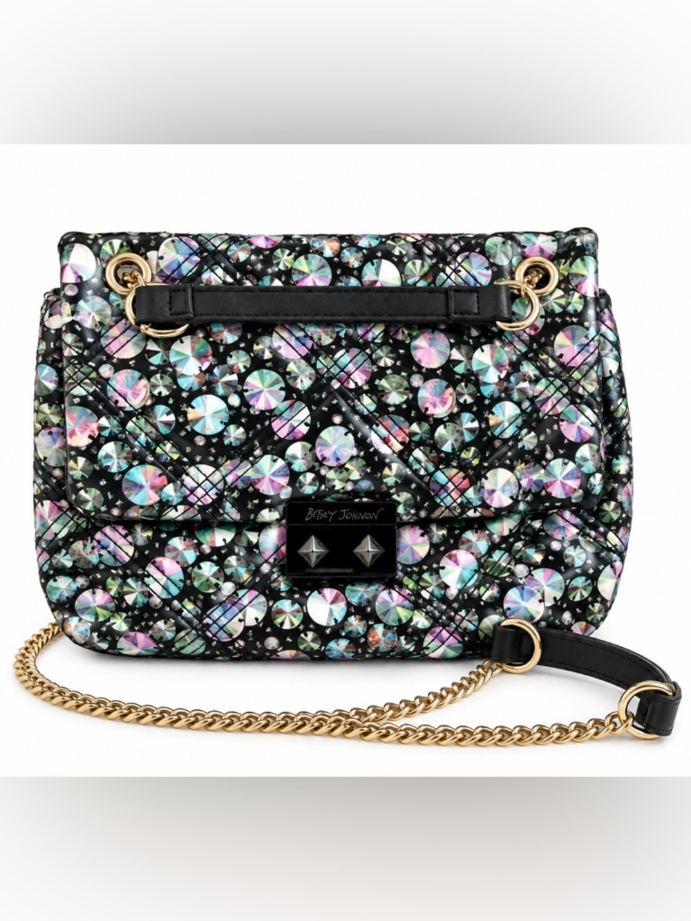 Betsey Johnson Rainbow Geometric XOHarper quilted crossbody bag